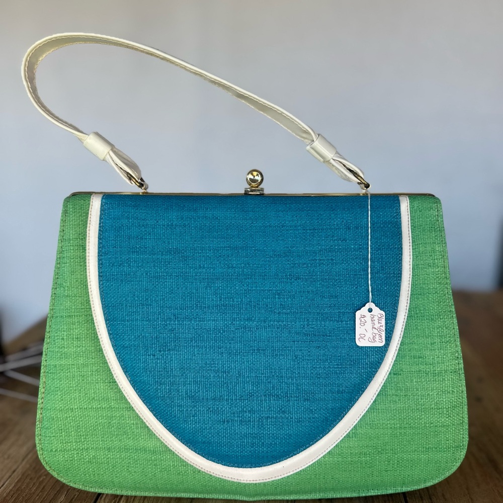 1960s/ 70s Green and Blue Women's Handbag